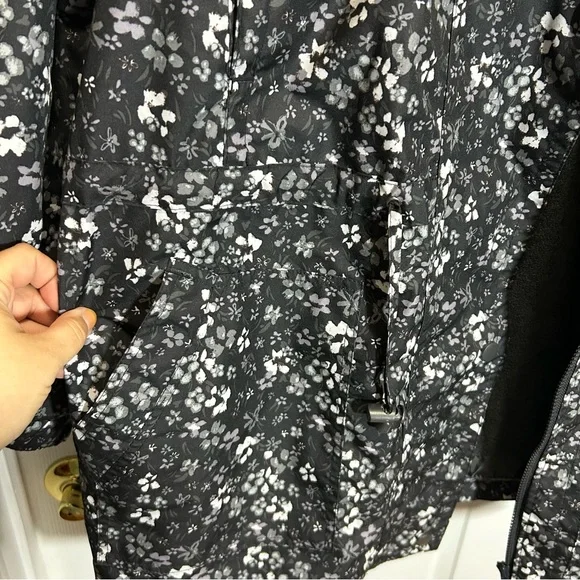 Woman Within Black Floral Removable Liner Rain Jacket - Picture 4 of 9